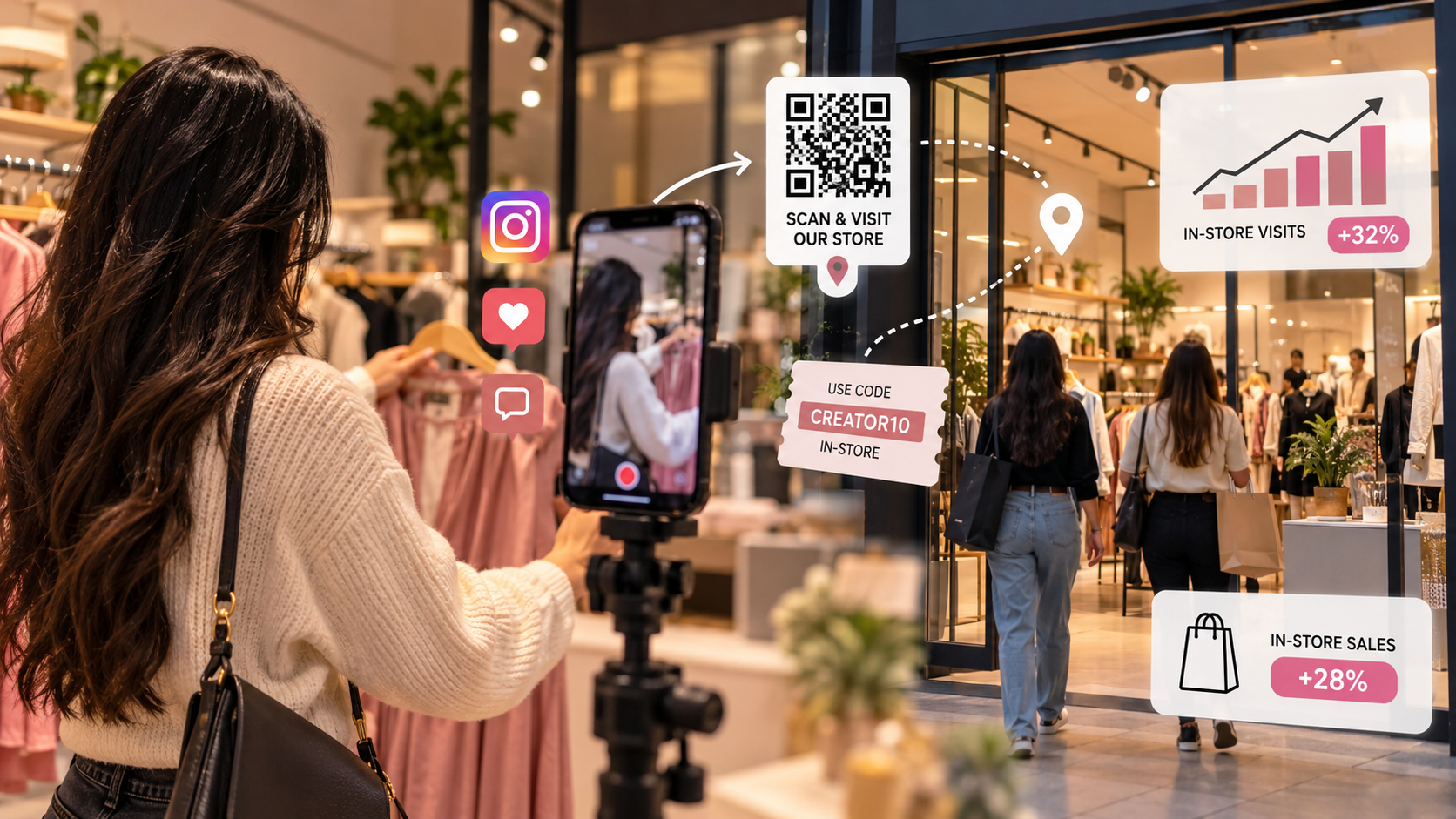 Influencer marketing attribution through creator videos, QR codes and in-store sales tracking