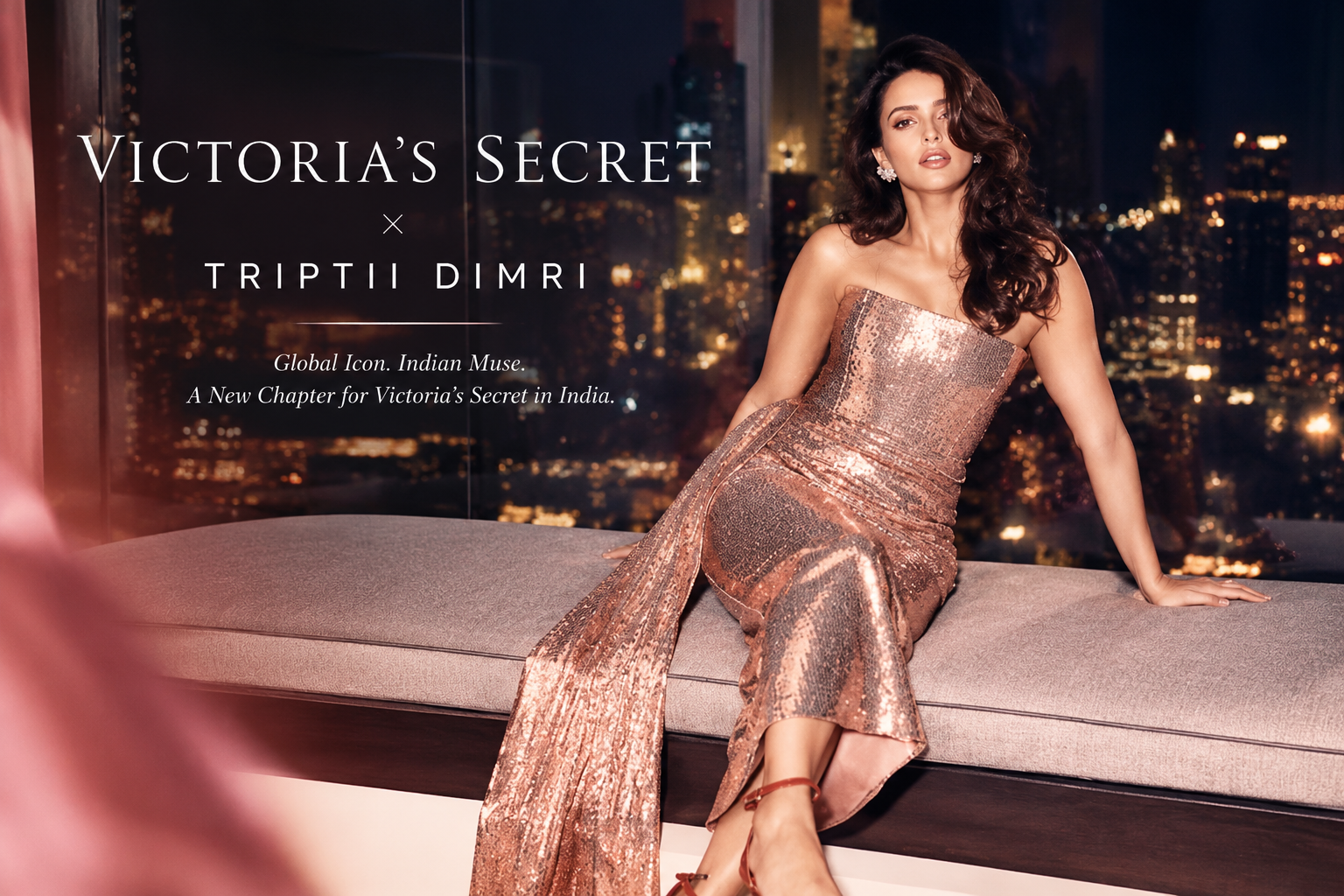 Victoria’s Secret India campaign featuring Triptii Dimri, illustrating how global brands use local ambassadors to connect with Indian consumers.