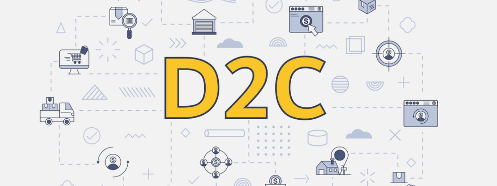 Hobo.Video-Top 10 Hottest D2C Brands of 2024-The word D2C is written in yellow color with a grey-ish background.